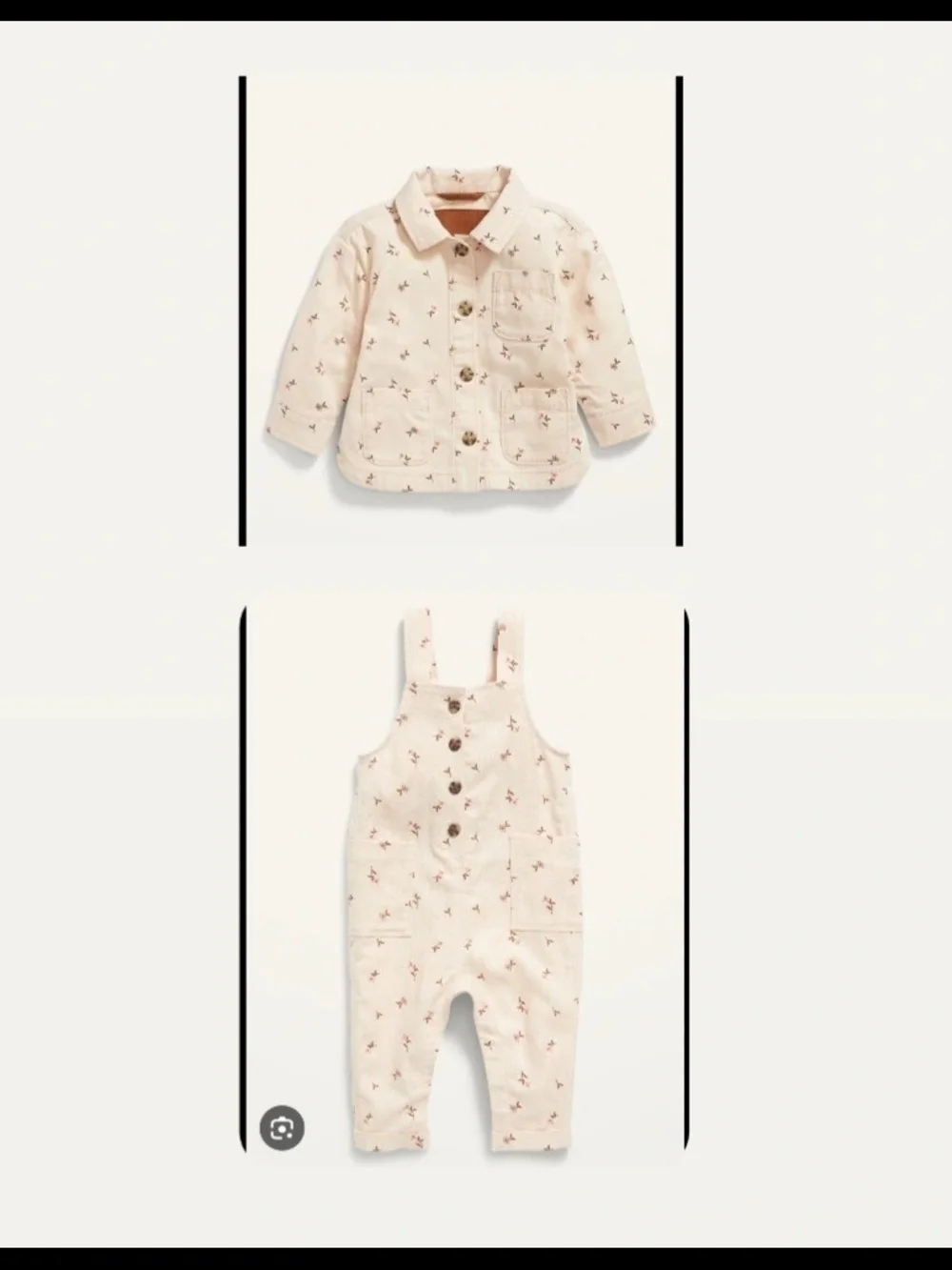 Old Navy Cream Floral Button-Front Jacket & Overall Set